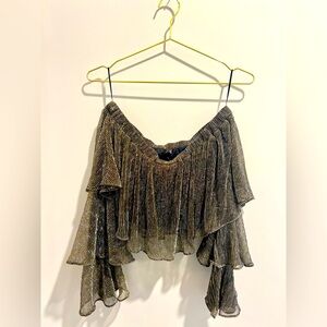 San Joy for Urban Outfitters Metallic Cropped Top with Black Bandeau